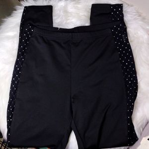 Shein Black Leggings With sheer side panel Sz Lg